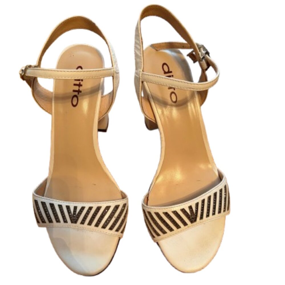 Ditto Strappy Heeled Sandals Women’s Size 38 White Minimalist Summer Heels